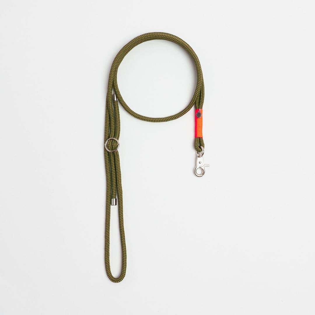 Handykette olive orange silber, Handykette aus Tau, Hundezubehör individuell nach Maß handgemacht in Österreich