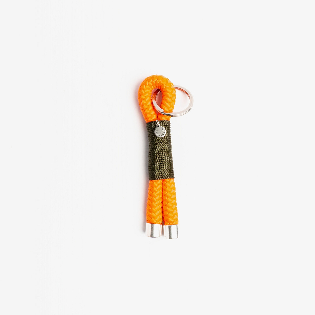Schlüsselanhänger Orange Olive silber, Schlüsselanhänger aus Tau, Hundezubehör individuell nach Maß handgemacht in Österreich