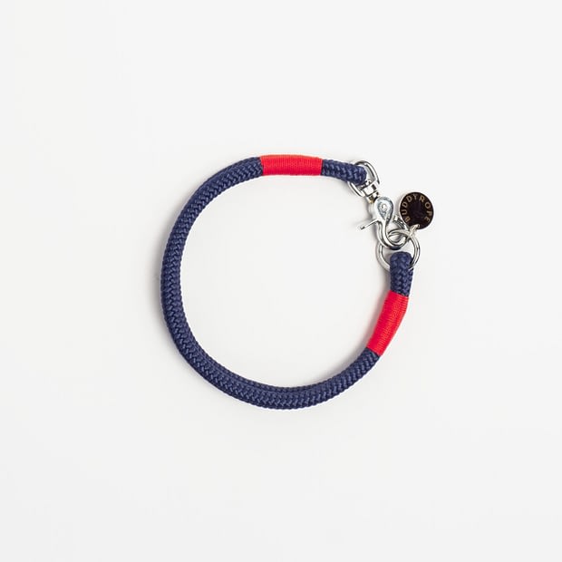 Halsband fix Blau Rot silber, Hundehalsband aus Tau, Hundezubehör individuell nach Maß handgemacht in Österreich