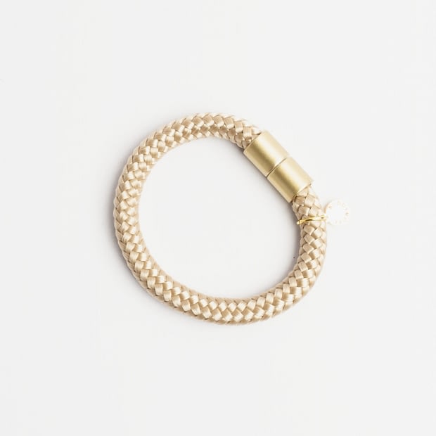 Armband einfach Beige Messing, Armband aus Tau, Hundezubehör individuell nach Maß handgemacht in Österreich