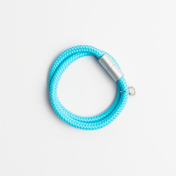 Armband doppelt Turquoise Silber, Armband aus Tau, Hundezubehör individuell nach Maß handgemacht in Österreich