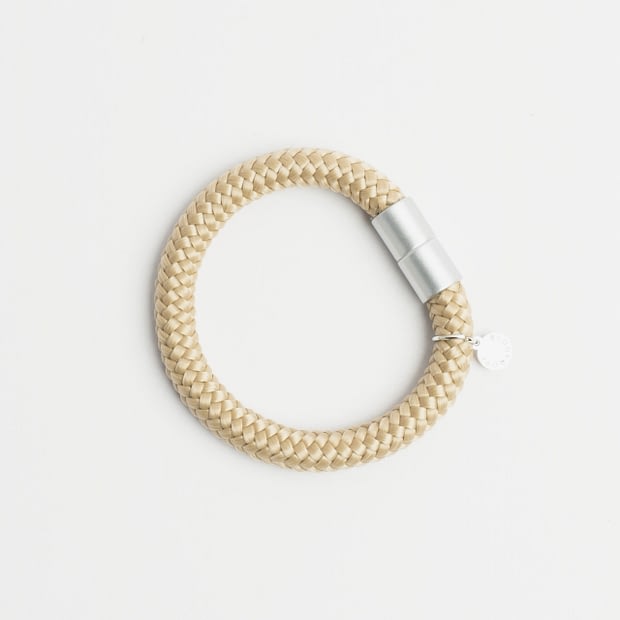Armband einfach Beige Silber, Armband aus Tau, Hundezubehör individuell nach Maß handgemacht in Österreich