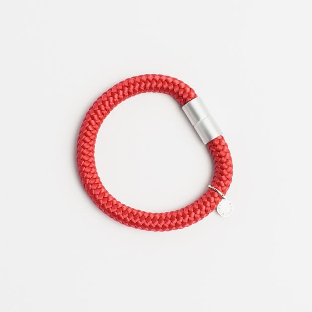 Armband einfach Rot Silber, Armband aus Tau, Hundezubehör individuell nach Maß handgemacht in Österreich