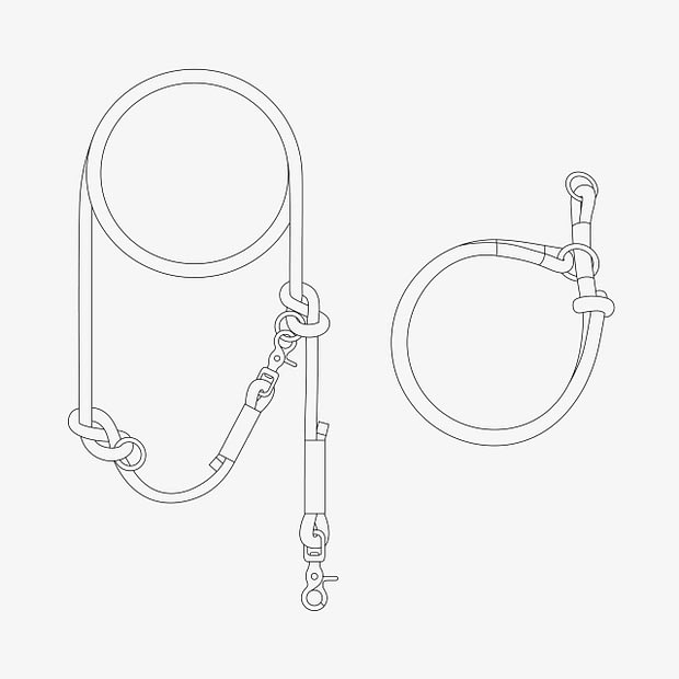 Führleine verstellbar, Zugstopphalsband, Beige Schwarz Messing, Set aus Tau, Hundezubehör im Partnerlook individuell nach Maß handgemacht in Österreich