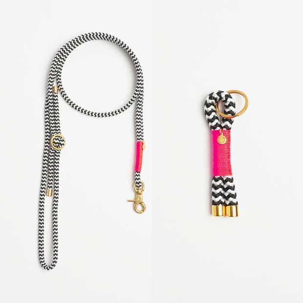 Handykette, Schlüsselanhänger Zebra Flamingo Messing, Set aus Tau, Hundezubehör im Partnerlook individuell nach Maß handgemacht in Österreich