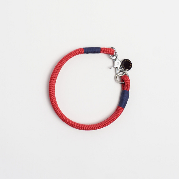 Halsband fix Rot Blau Silber, Hundehalsband aus Tau, Hundezubehör individuell nach Maß handgemacht in Österreich