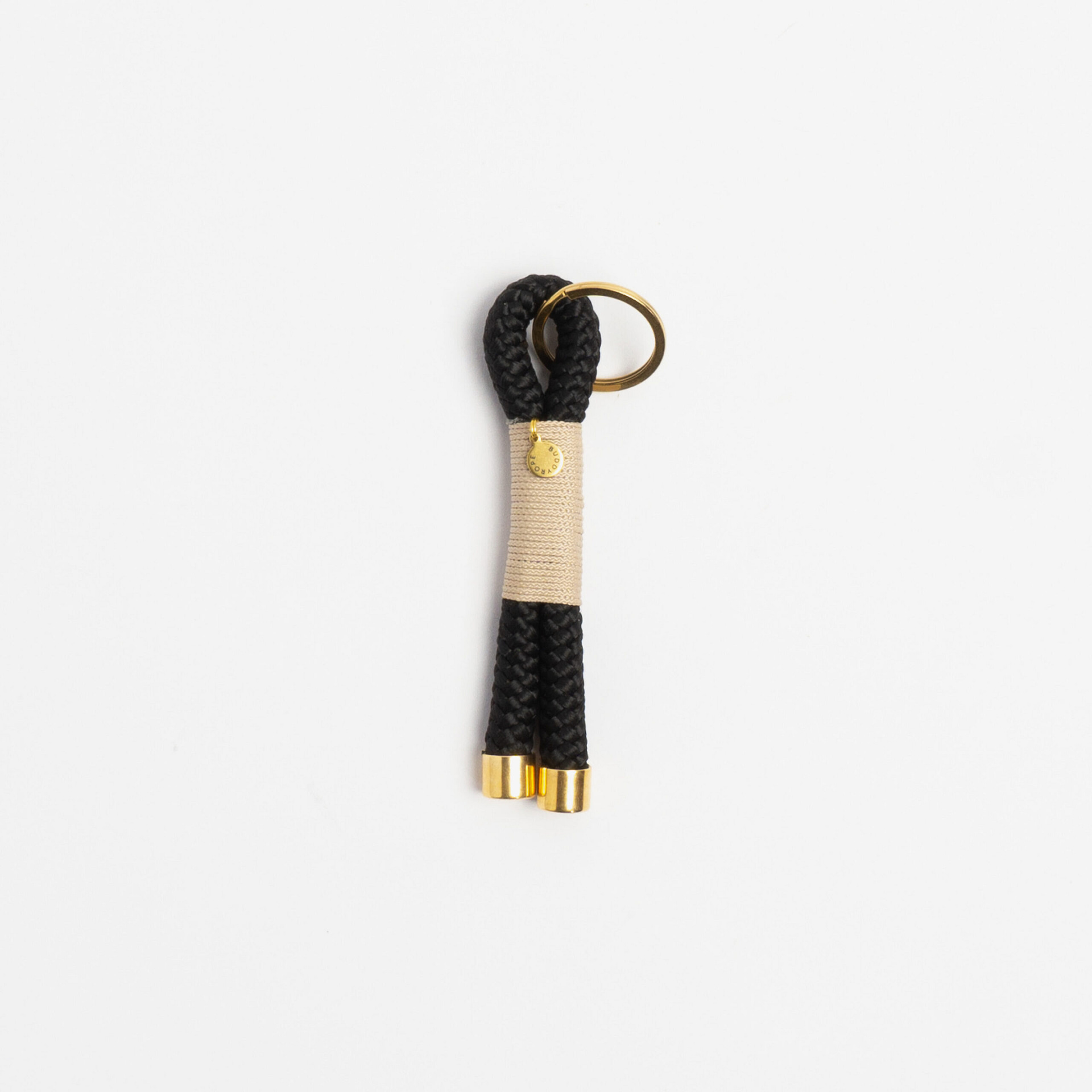 M-CTL-SAH-IVO-MID-MES-buddyrope-crossthelein-schlüsselanhänger-schwarz-ivory-messing-handgemachte-handykette-aus-tau-individuell-aus-oesterreich Schlüsselanhänger Beige Schwarz Messing, Schlüsselanhänger aus Tau, Hundezubehör individuell nach Maß handgemacht in Österreich